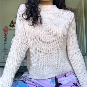 Pink Turtleneck Knit Sweater